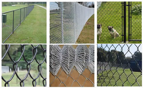 PVC Coated Chain Link Fence Diamond Mesh In Black Color